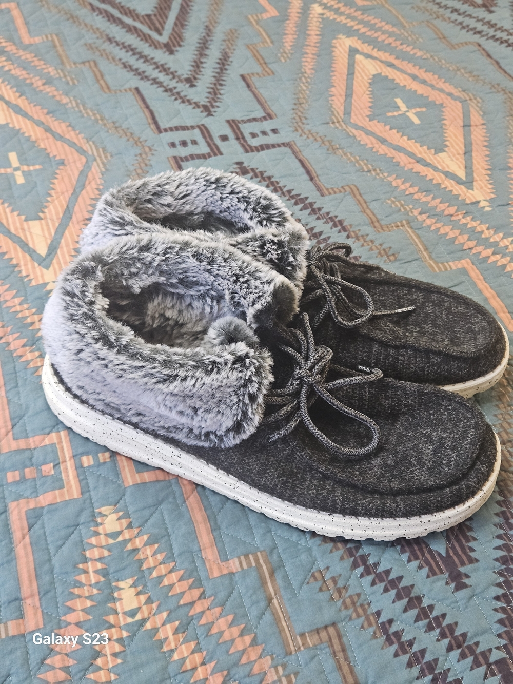 Hey Dude Women's Gray Britt Faux-Fur Lined Ankle‎ Booties